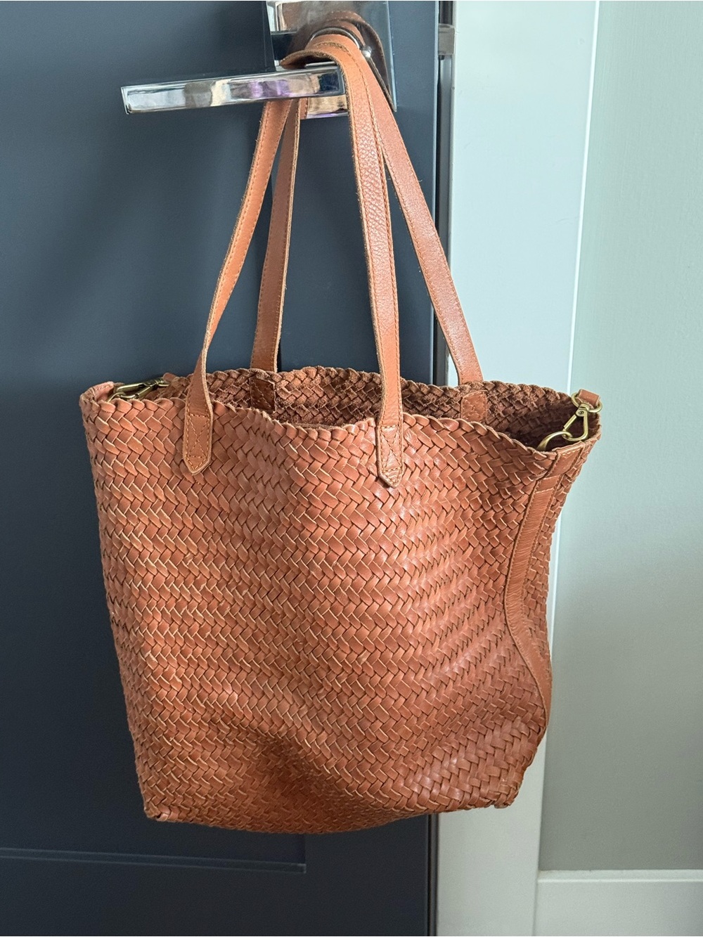 Madewell Brown Woven Leather Tote Bag